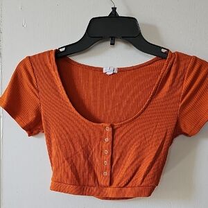 Garage Orange Ribbed Crop Top